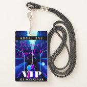 Party Bus Blacklight Dance Sweet 16 VIP Pass Badge (Back with Lanyard)
