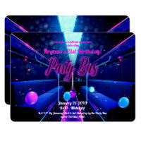 Party Bus Glow Party Club Hopping 21st Birthday Invitation
