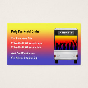 Party Bus Business Cards Templates Zazzle Party Bus Rental Business Card
