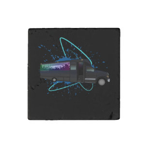 Party Bus Time Colorful Nightlife Art Fun Vibes Stone Magnet