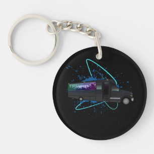 Party Bus Time Colorful Nightlife Celebration Fun Keychain