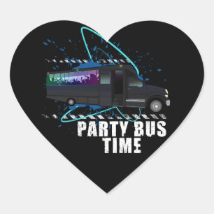 Party Bus Time Heart Sticker