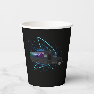 Party Bus Time Neon Nightlife Celebration Party Paper Cups