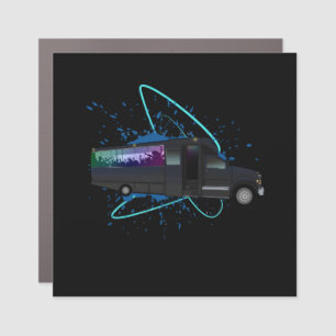 Party Bus Time Neon Nightlife Fun Celebration Car Magnet