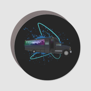 Party Bus Time Neon Nightlife Fun Celebration Car Magnet