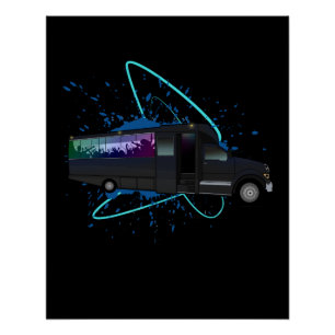 Party Bus Time Nightlife Colorful Wall Art