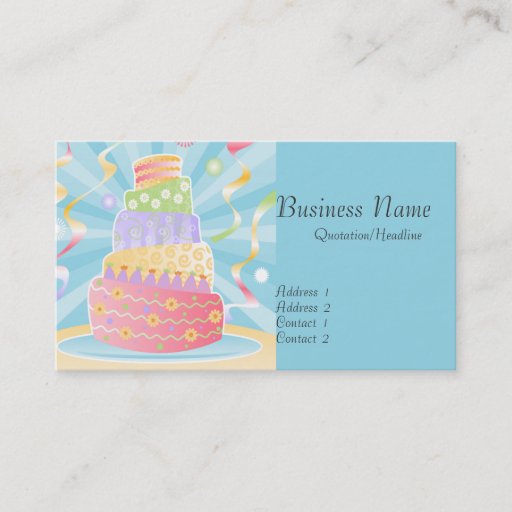 Customizable Party Cake Business Cards
