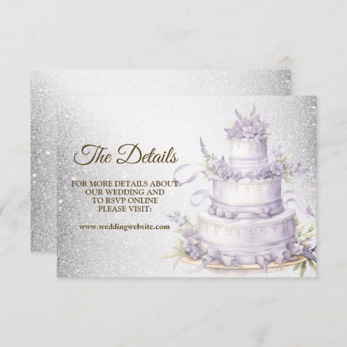 Party Cake Lavender Floral Elegant Wedding Enclosure Card