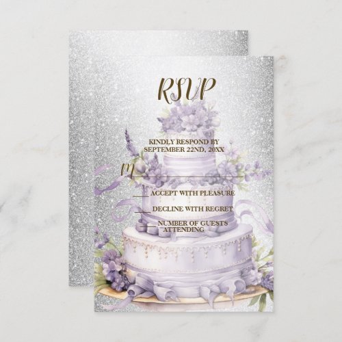 Party Cake Lavender Floral Elegant Wedding RSVP Card