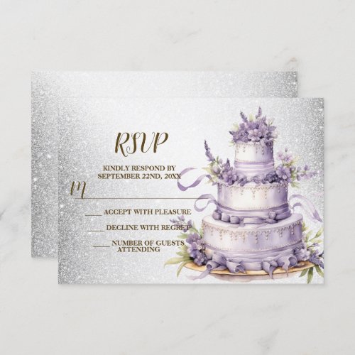 Party Cake Lavender Floral Elegant Wedding RSVP Card