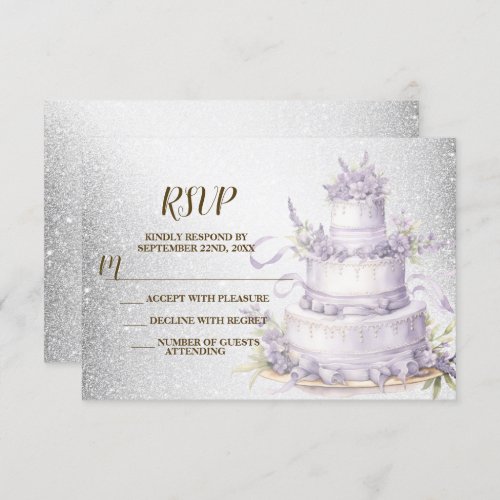 Party Cake Lavender Floral Elegant Wedding RSVP Card