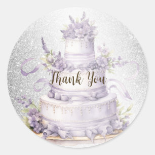 Party Cake Lavender Floral Watercolor Elegant Classic Round Sticker