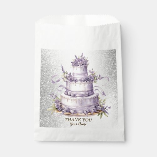 Party Cake Lavender Floral Watercolor Elegant Favor Bag