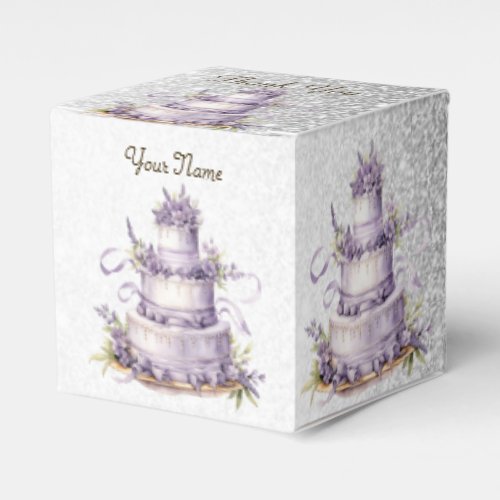 Party Cake Lavender Floral Watercolor Elegant Favor Boxes