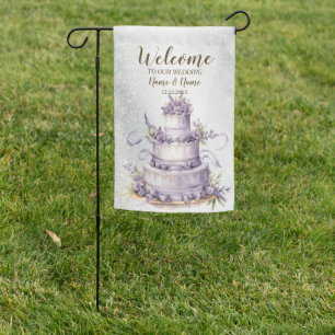 Party Cake Lavender Floral Watercolor Elegant Garden Flag