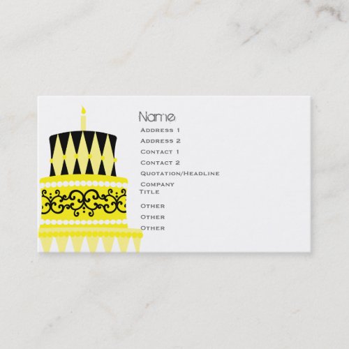 Party Cake Yellow Business Card Templates