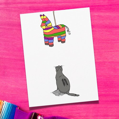 Party Cat and Piata  Postcard