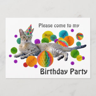 Party Cat Birthday Party Invitation