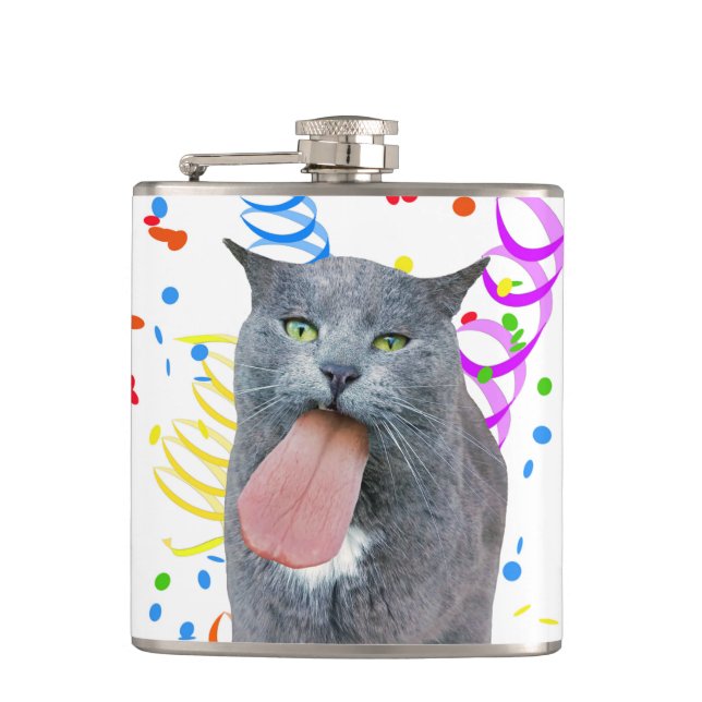 Party Cat Got Your Tongue? Flask (Front)