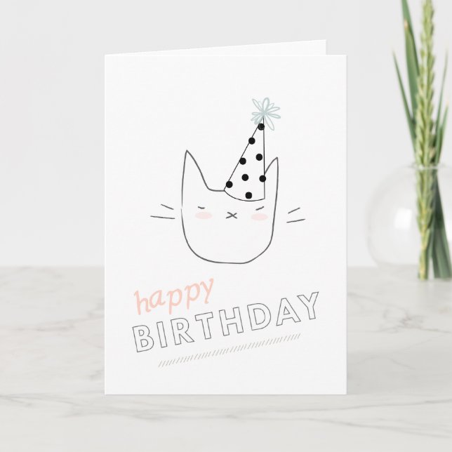 Party Cat Happy Birthday Card (Front)
