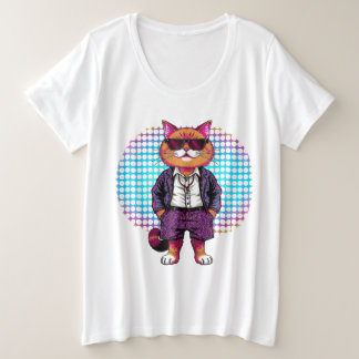 Party Cat in Sunglasses – Disco Outfit Plus Size T-Shirt