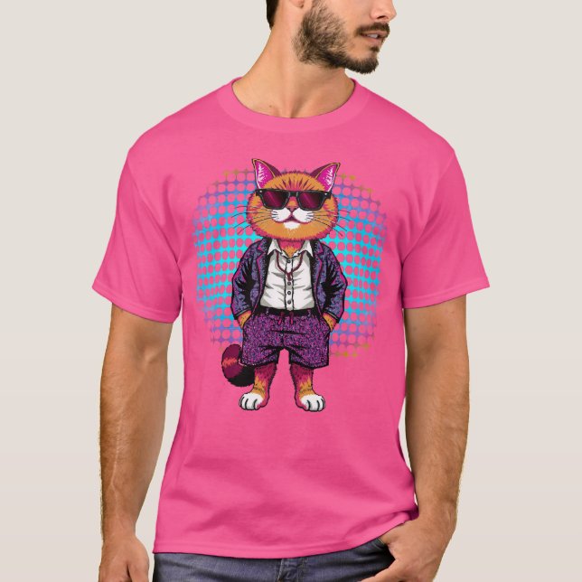 Party Cat in Sunglasses – Disco Outfit T-Shirt (Front)
