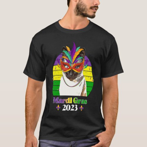 Party Cat Mask Beads Mardi Gras 2023  6 T_Shirt