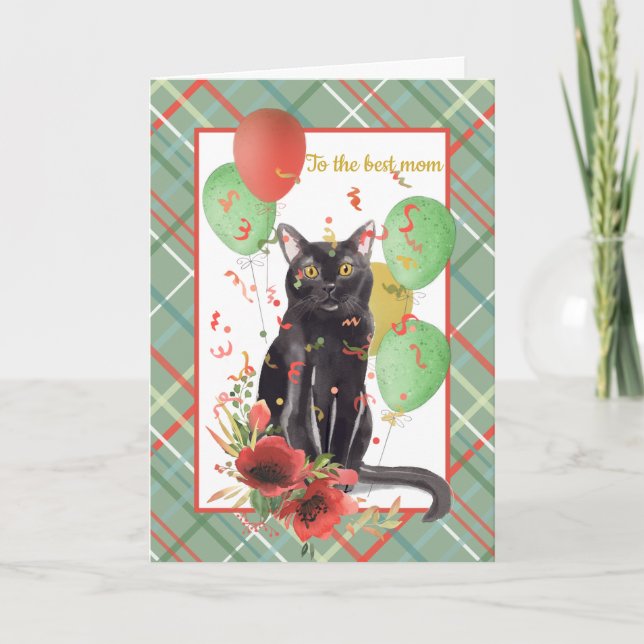 Party Cat Personalized Birthday Card  (Front)