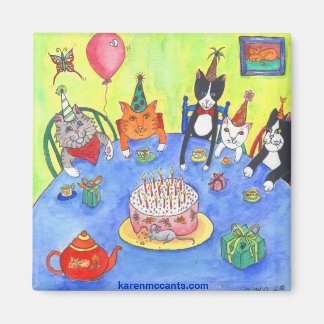 Party Cats! Birthday kitty cats fun funny cards Magnet