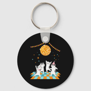 Party Cats Dancing Under Disco Ball Keychain
