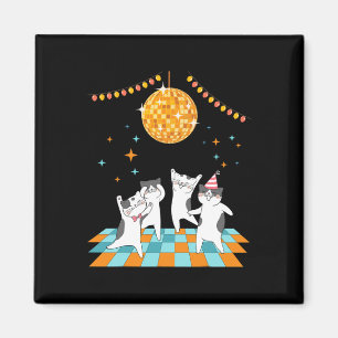 Party Cats Dancing Under Disco Ball Magnet