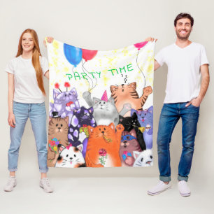 Party Cats Fleece Blanket - Custom Text