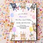 Party cats meow-gical kids birthday invitation<br><div class="desc">🎉 Meow-gical Birthday Bash! 🎂 Invite your little one’s friends with this adorable Zazzle kids' birthday invitation featuring party cats 😺 in party hats 🎈. Bursting with playful charm and purr-fectly designed for a fun-filled celebration 🥳. Customize with your party details and let the feline festivities begin! 🐾✨</div>