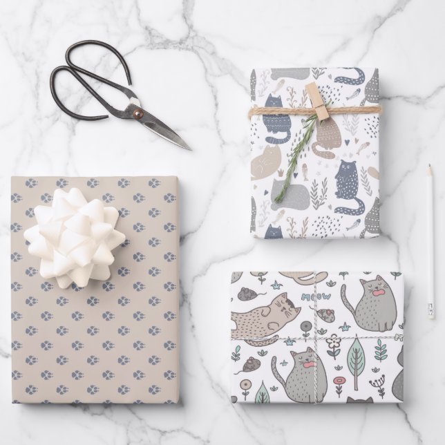 Party Cats Scandinavian Style  Wrapping Paper Sheets (Front)