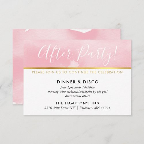 PARTY CELEBRATION CARD gold pretty pink watercolor