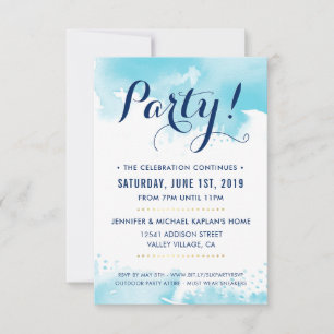 PARTY CELEBRATION CARD modern aqua blue watercolor