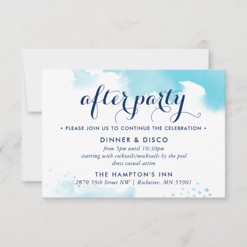 PARTY CELEBRATION CARD modern aqua blue watercolor