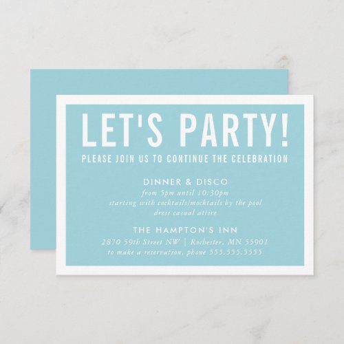 PARTY CELEBRATION CARD modern block turquoise blue