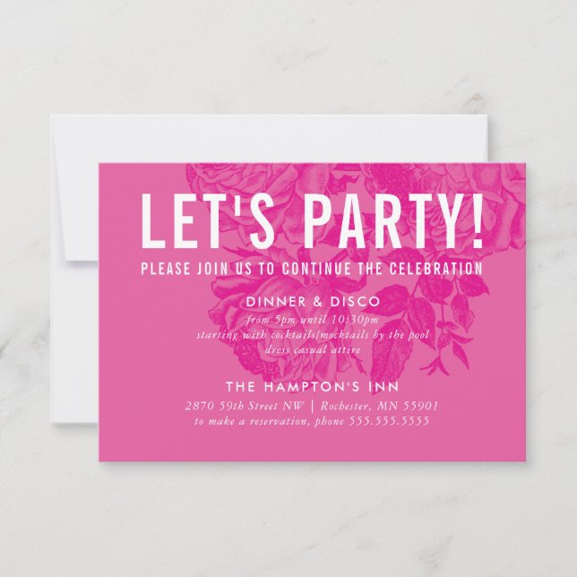 PARTY CELEBRATION CARD modern floral pretty pink (Front)