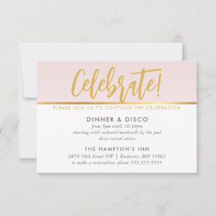PARTY CELEBRATION CARD pale pink gold polka dots