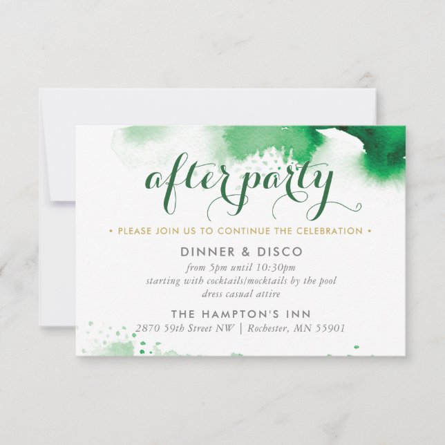 PARTY CELEBRATION CARD smart cool green watercolor (Front)