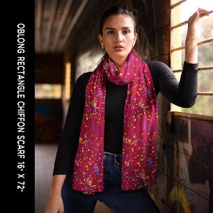 Party Celebration Colorful Confetti Red Chiffon Scarf