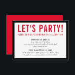 PARTY CELEBRATION INFO modern bold boy black red Invitation<br><div class="desc">by kat massard >>> www.simplysweetPAPERIE.com <<< A simple design for your PARTY CARDS - to match your main invitations. Love the design, but would like to see some changes - another color scheme, product, add a photo or adapted for a different occasion - no worries simply contact me, KAT@SIMPLYSWEETPAPERIE.COM I...</div>