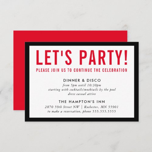 PARTY CELEBRATION INFO modern bold boy black red Invitation