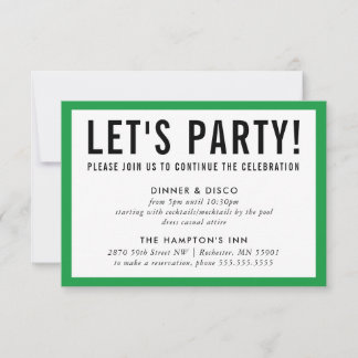 PARTY CELEBRATION INFO modern bold kelly green Invitation