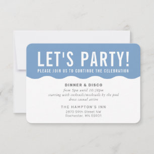 PARTY CELEBRATION INFO modern bold wave blue gray Invitation