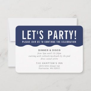 PARTY CELEBRATION INFO modern bold wave navy blue Invitation