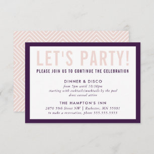 PARTY CELEBRATION INFO modern chic aubergine blush Invitation