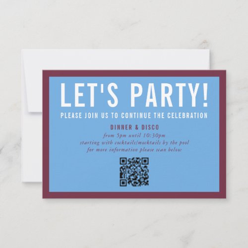PARTY CELEBRATION INFO modern minimal maroon blue Invitation