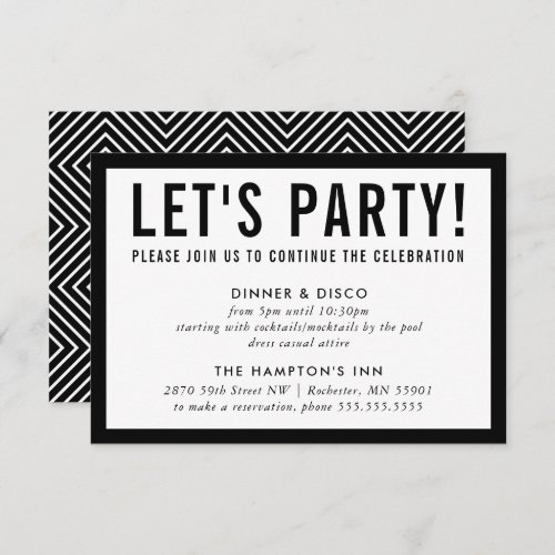 PARTY CELEBRATION INFO simple modern bold black Invitation